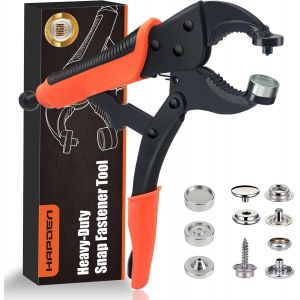 MEVRONISSHOP-Pince Bouton Pression Metal, Outil De Pression Comprend 3 Matrices Et 40 Jeux De Boutons Pression 15mm pour Les Tauds De Bateaux Le Remplacement des Boutons Pression en M&eacute;Tal (Orange) - Neuf