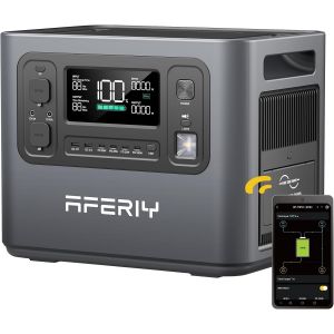 AFERIY Generateur Electrique Portable 2400W - Battetie Nomade 2048Wh - Station Electrique Portable Charge Rapide en 1.5H - 220-240V, UPS, G&eacute;n&eacute;rateur Solaire pour Camping-car/Maison/Bureau - Neuf