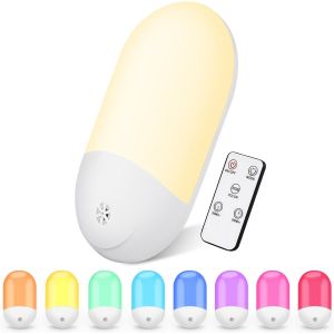 Veilleuse Prise Electrique Avec Capteur Cr&eacute;pusculaire,Veilleuse Rvb Pour Enfants Avec Minuterie Et T&eacute;l&eacute;commande,Douille Veilleuse Led Pour Chambres D'enfants,Escaliers,Couloirs - Neuf