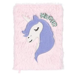 Peluche carnet/agenda Licorne rose en lignes A5 - Neuf