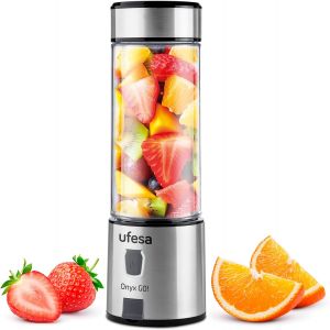 Onyx Go!, Mini Mixeur Portable, Blender, Smoothies, Rechargeable USB, 20 Utilisations par Charge, Bouteille Tritan 400ml, Couvercle Sport, Batterie 5100 mAh, Corps et 6 Lames en Acier Inoxydable - Neuf