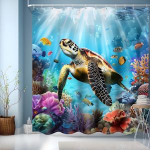 KALANKA-Rideau Douche 180x200,Rideaux de Douche Polyester Lavable en Machine,Rideau Douche Bleu Rideau Baignoire pour Salle de Bains avec Ourlet Inf&eacute;rieur Lest&eacute; et 12 Crochets - Neuf