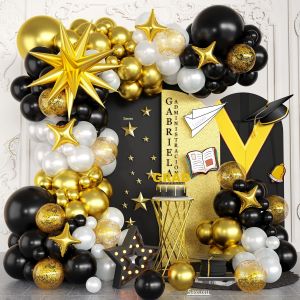 AYUHR-Kit d'arche de ballons bleus et argentés, guirlande de ballons bleus et argentés avec ballons en aluminium en forme d'étoile, ballons bleu marine foncé pour garçon, homme, fête d'anniversaire, - Neuf