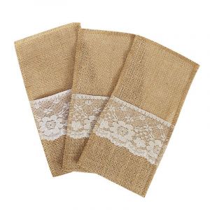Ensemble De Noël 10 Pièces En Lin Et Dentelle Avec Un Sac Recouvert De Dentelle - Neuf