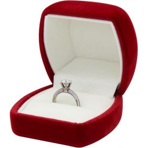 Porte Alliance Mariage En Velours À Fente Simple, Boite Bague Élégant Pour Boucles D'oreilles Bagues, Petit Boite Alliance Pour Proposition Fiançailles Mariage Cérémonie (Rouge) - Neuf