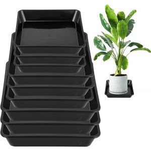 ERYI-Lot De 9 Soucoupes Carrées En Plastique Pour Intérieur Et Extérieur Sans Trous - 20 Cm, 25 Cm, 30 Cm - Neuf