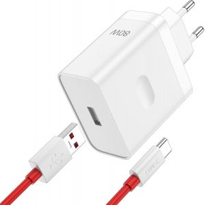 Usb Charger And Usb C Cable For Oneplus Nord Ce4 Lite 3 12r 11, Charger Adapter 80w 7.3a And Usb To Type-C Cable 1m/3.3ft Supervooc Fast Charging For Oppo Find X5 Pro Reno11 10 8 Realme - Neuf