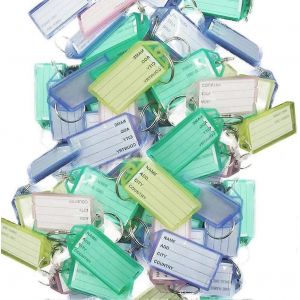 Nouveau,adapt&eacute; 50 pcs Porte-cl&eacute;s en m&eacute;tal color&eacute; en plastique Porte-cl&eacute;s Bagages Nom Carte &Eacute;tiquette Tag Porte-cl&eacute;s Porte-cl&eacute;s Mixte - Neuf