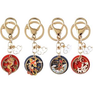 KAL-Paquet De 4 Porte-Clés Bête Fée Chinoise, Porte-Clés Dragon Chinois, Porte-Clés Cerf Féerique Exquis, Symbolise La Chance Et L'Énergie Positive - Neuf