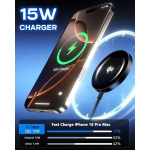 Mag-Safe Chargeur Induction Magn&eacute;tique,Chargeur Sans Fil Pour Iphone 16 Pro Max/16 Plus/16/15 14 13 12 S&eacute;rie/Air-Pods Pro 3,Station De Charge Magn&eacute;tique - Neuf