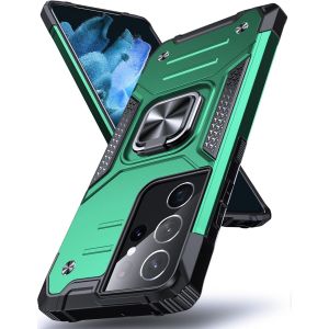 LORANKA-Galaxy S21 Ultra 5G Coque, Housse Protection Antichoc de Qualit&eacute; Militaire, Etui avec Anneau M&eacute;tallique Am&eacute;lior&eacute;e [Support Magn&eacute;tique], Compatible avec Samsung Galaxy S21 Ultra, Vert Fonce - Neuf