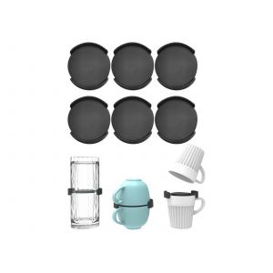 Lot de 6 organisateurs de tasses r&eacute;glables pour empiler les tasses - Noir - Neuf