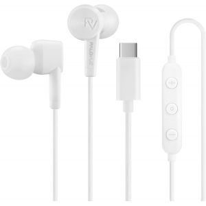 LORANKA-&Eacute;couteurs USB C avec Trois Types de Bouchons d'oreille (S/M/L), Casque Intra-auriculaire Type C avec Micro et Contr&ocirc;le du Volume &Eacute;couteurs Filaire St&eacute;r&eacute;o pour iPhone15 Pro Max, Blanc - Neuf