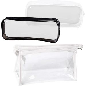 MAA-3PCS Trousse à Crayons Transparente, Trousse de Toilette Portable, Pochette de Maquillage de Voyage, Trousse de Maquillage PVC pour Voyage Cosmétique Bureau Fournitures - Neuf