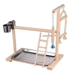 Jouet Balançoire En Bois Pour Perroquet - Support Suspendu Amusant Pour Calopsittes, Perruches Et Petits Oiseaux - Aire De Jeu Sûre Et Attrayante Pour Votre Ami À Plumes - Neuf