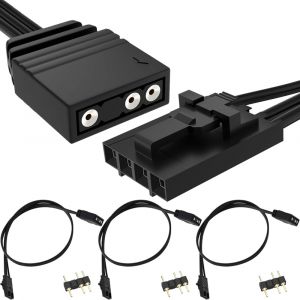 MEVRONISSHOP-C&acirc;ble adaptateur RGB 4 broches vers 3 broches pour Corsair RGB, cordon de connexion pour p&eacute;riph&eacute;rique ARGB 5 V 3 broches, Lighting Node CORE (10 cm/3,94 pouces, 3 pi&egrave;ces) - Neuf