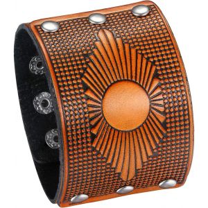 Kal-Bracelet Tress&eacute; Cuir Pour Homme Gar&ccedil;on Biker Motard, Large Bracelet Manchette R&eacute;glable Classique Punk Rock Couleur Noir Brun Fantaisie Cadeaux Anniversaire No&euml;l Toussaint - Neuf