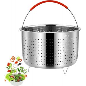 KALANKA-Steamer en acier inoxydable 3L, rond, argenté, cuiseur à vapeur 17 cm de diamètre - Neuf