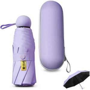 Mini Parapluie Pliable Compact 8 Nervures - Anti-Uv/Coupe-Vent Professionnel Avec &Eacute;tui De Transport - Ultra-L&eacute;ger Pour Voyage, Sac &Agrave; Main & Poche - Neuf