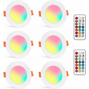Led Spots Encastrables Ampoule Rgb Couleur Changement Lampe Blanc Chaud 2700K De Plafond Du Jour Plafonnier Encastr&eacute; 8W Ac 85V-265V Spot Bulb Avec T&eacute;l&eacute;commande(6Er Set) - Neuf