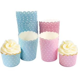 Jexnovashop-100 Pièces Caissettes En Papier Cupcakes,Muffin Tasse Mini Dessert Baking Cups Bleu Et Rose Mignon Cupcake En Papier Pour Mariage,Party,Anniversaire (1.96 * 1.8 * 2.4 Inch) - Neuf