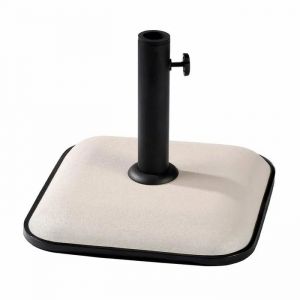 Base De Parasol Carr&eacute;e En Ciment - Marbueno Summer - 35x35x5,2 Cm - Blanc - 11 Kg - Compatible &Oslash;30/35/38 Mm - Neuf