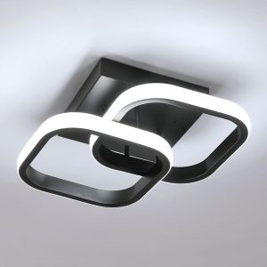 Plafonnier Led Moderne Noir, 22w Plafonnier Chambre Led En Acrylique 2550lm, Luminaire Plafonnier Carr&eacute; Pour Chambre Salon Cuisine Couloir, Blanc Froid 6500k, 29cm - Neuf