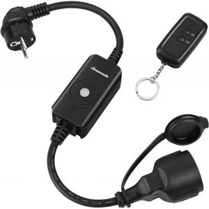 Prises t&eacute;l&eacute;command&eacute;es avec t&eacute;l&eacute;commande ext&eacute;rieure - Prise t&eacute;l&eacute;command&eacute;e programmable pour l'ext&eacute;rieur - IP44 - Avec t&eacute;l&eacute;commande pour d&eacute;coration de vacances - Neuf