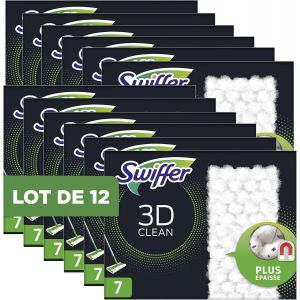 VornixorSarlshopBalai Attrape-Poussi&egrave;re Nettoyage 3D Recharges Lingettes S&egrave;ches pour Sol, 84 unit&eacute;s (12 x 7), Anti poussi&egrave;re, Attrape et Retient La Poussi&egrave;re - Neuf
