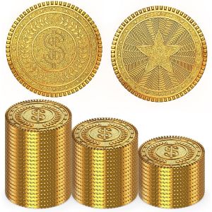 Eryi-Lot De 50 Pièces D'or En Métal Dnd, Outil De Soulagement Du Stress, Avec Sac À Cordon De Serrage En Velours, Pour Jeux De Société, Jeux De Rôle, Chasse Au Trésor, Aventures Pirates, Jeu - Neuf