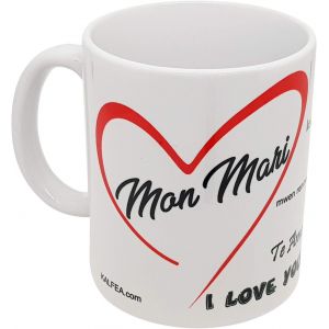 Eryi-Mug Amour Mon Mari Je T'aime Dans Plusieurs Langues Avec Coeur Tasse Céramique Haute Qualité Idée Cadeau Originale Noël Saint-Valentin Anniversaire Fête Époux Fiancé Chéri Déclaration 325ml - Neuf