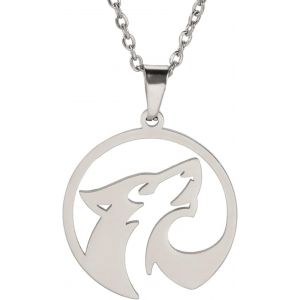 Kal-Acier Inoxydable Loup Creux Collier Loup Solitaire Hurlant Animal Collier Bijoux Vintage Punk Pour Femmes - Neuf