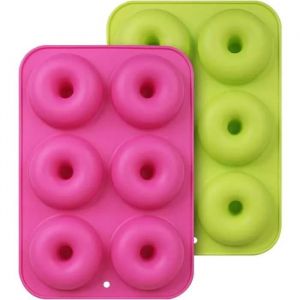 Moule &Agrave; Donuts En Silicone - Cake Factory - Antiadh&eacute;sif - Vert+Rose - Neuf