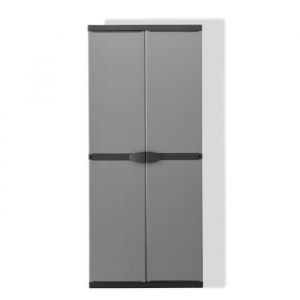 Armoire de rangement haute en r&eacute;sine TOOD - 3 tablettes - Gris - Neuf