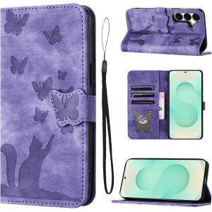 KAL-Housse Protection Pour Samsung Galaxy S25 Plus/S24 Plus 5G Pouces Mat&eacute;riau En Cuir Pu Coque S25 Plus/S24 Plus Avec Fentes Pour Cartes Housse S25 Plus/S24 Plus Violet - Neuf