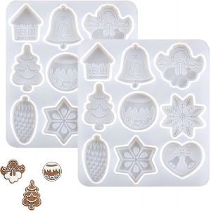 2 Pcs Moules En R&eacute;sine De No&euml;l Moule En R&eacute;sine De No&euml;l Arbre De No&euml;l &Eacute;tiquettes Suspendues En Silicone Moules Pendentif Collier Pendentif Fabrication De Bijoux Moule Cristal &Eacute;poxy Moulage Moules - Neuf
