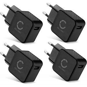 Chargeur USB EU-Plug (4pack) 1 Port 5V 2.4A 12W pour Un Chargement sur Prise Secteur Smartphone/t&iquest;&iquest;l&iquest;&iquest;phone Portable, Tablette, Enceinte, iPhone, Apple, Samsung - Neuf