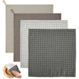 LORANKA-Lot de 4 Chiffon Barista Caf&eacute; 30X30 CM,Chiffon Cuisine Vaisselle,Chiffons de Nettoyage en Microfibre,Chiffons Poussiere,Lavette Lavable en Machine,Lavette Multi Usage pour Machines &agrave; Caf&eacute;,Vit - Neuf