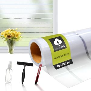 KALANKA-Film Fenetre Anti Regard 60x200cm, Film Occultant Fenêtre, Anti UV, Rayures Horizontales Dépolies, Pellicule de Protection électrostatique, Idéal pour Bureau Chambre Cuisine - Neuf