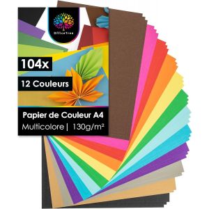 104 Papier Coloré - Pour Bricoler Et Construire - 130 G/M² - 10 Feuilles Couleurs A4 Plus Feuilles D'Or Et D'Argent - Neuf