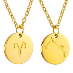 Kal-Zodiac Chain - Collier Pendentif Zodiaque Or/Argent/Or Rose I Collier Zodiaque Acier Inoxydable Femme, Collier Acier Inoxydable Femme - Neuf