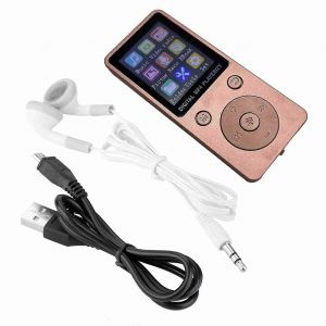 Lecteur de musique MP4 à écran portable Prise en charge Carte TF 32 Go avec casque Long Temps de veille Or rose - Neuf