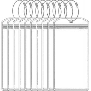 10 Pcs Porte-&eacute;tiquettes de bagages avec fermeture &eacute;clair et boucles en acier,Cruise Essentials &Eacute;tiquettes de bagages &eacute;tanches transparentes pour les accessoires de vacances de voyage (7,5 x 3,5 po) - Neuf