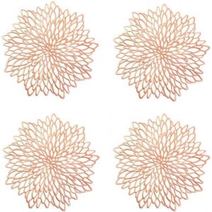 Sjzg-4 Pi&egrave;ces Napperon De Table Or Rose, Set De Table Rond &Eacute;vid&eacute;, Napperons Ronds Tapis De Table En Plastique, Utilis&eacute; Pour L'isolation Thermique De L'assiette Et De La D&eacute;coration De Table - Neuf