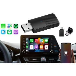 Adaptateur CarPlay sans fil pour iPhone 6 et versions ult&eacute;rieures, Bluetooth 5.0, Plug and Play, USB vers Type C OTG - Neuf