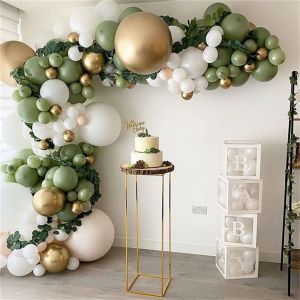 Kit De 152 Ballons Vert Olive En Forme D'arche - Ballons Blancs, Vert Olive Et Dorés Avec Confettis Pour Décoration De Mariage, D'anniversaire, De Baby Shower - Neuf