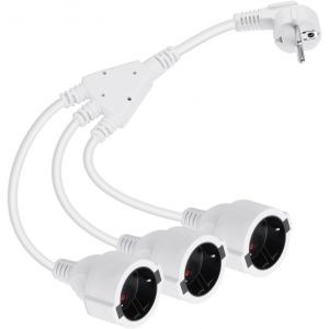 C&acirc;ble d'extension de Contact de Protection,Prise 90 sur 3 Prises,C&acirc;ble d'extension d'alimentation &eacute;tanche 16A/250V pour Une Utilisation en Ext&eacute;rieur,pour la Maison,Le Bureau (Blanc) - Neuf