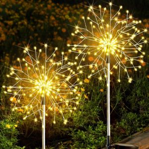 Solaire, Lampes De Jardin Imperm&eacute;able Ext&eacute;rieur D&eacute;coratif 150led Feu D'artifice De Lumi&egrave;res F&eacute;eriques Cour Patio Voie De Blanc Chaud 2pack - Neuf