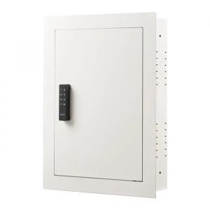 Coffre-fort Mural Encastrable &agrave; 3 Niveaux-Duoku-Ouverture Par Code et Carte-Structure en Acier Lamin&eacute; &agrave; Froid-Etag&egrave;res Ajustables - Neuf