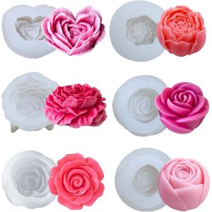 Nouvelhorizonstore-Bougies Moules En Silicone Lot De 6 En Forme De Fleur 3d Pour Fabrication De Savon, Bougies, Gateaux, Bonbons, Patisserie, Dessert Diy Superbe Cadeau Fait &iquest;&iquest; La Main - Neuf